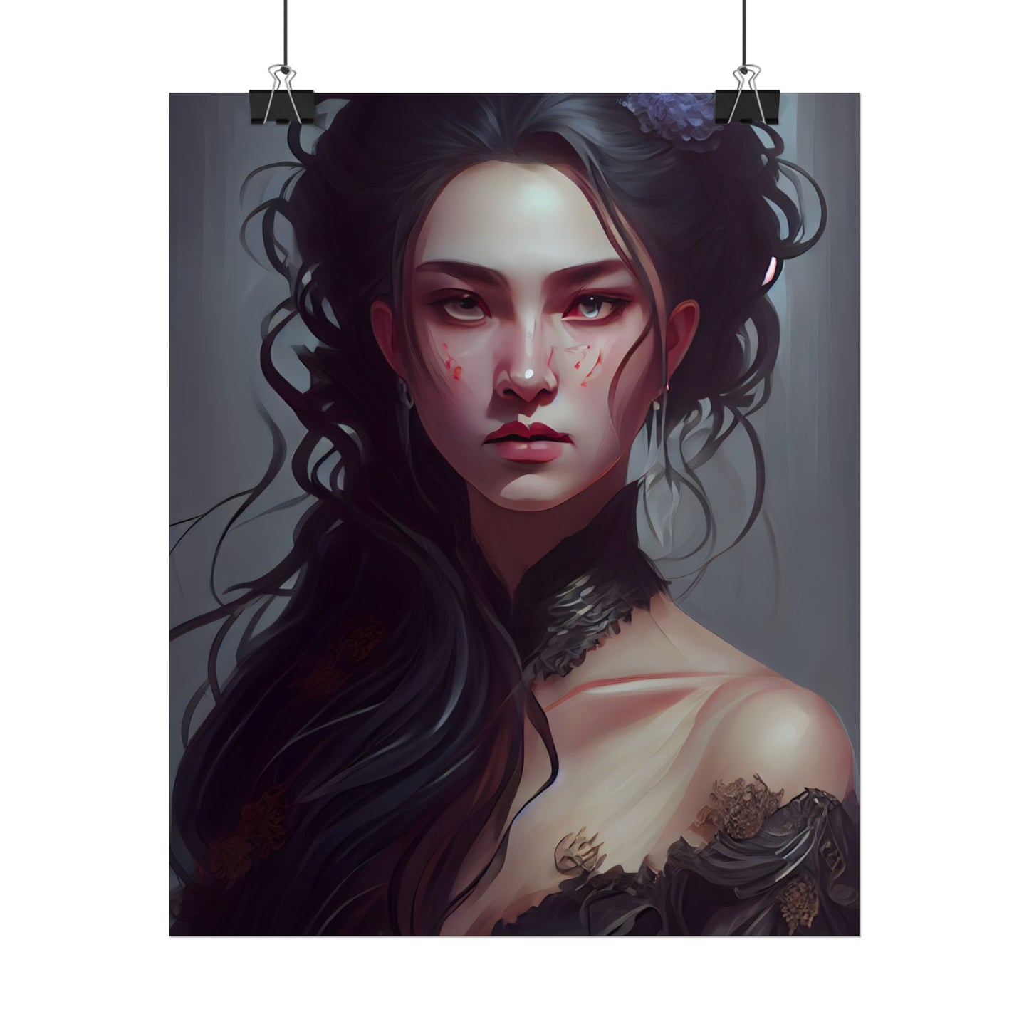 Astonishing Female Portrait: Dr. Black Hair Elegance - Poster