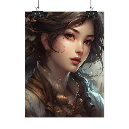 Astonishing Brunette Portrait: Elegant Digital Artwork - Poster