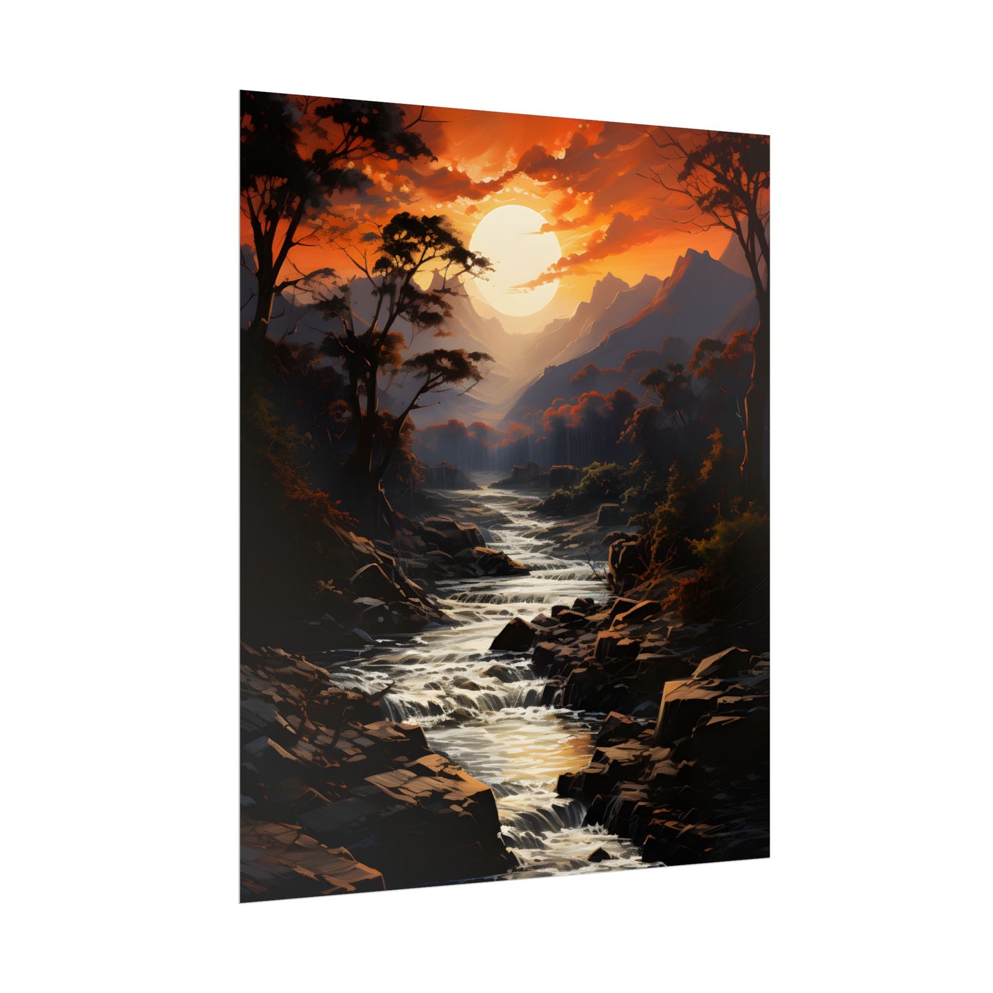 Breathtaking Waterfall: Impressionist Oil Painting in Serene Atmosphere - Poster