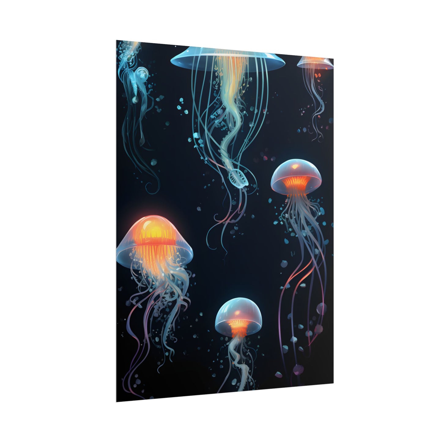 Bioluminescent Oceanic Ballet: Underwater Artwork - Poster