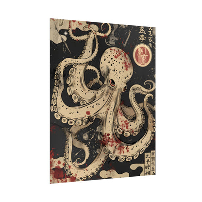 Stylized Japanese Octopus: Minimal Artwork - Poster