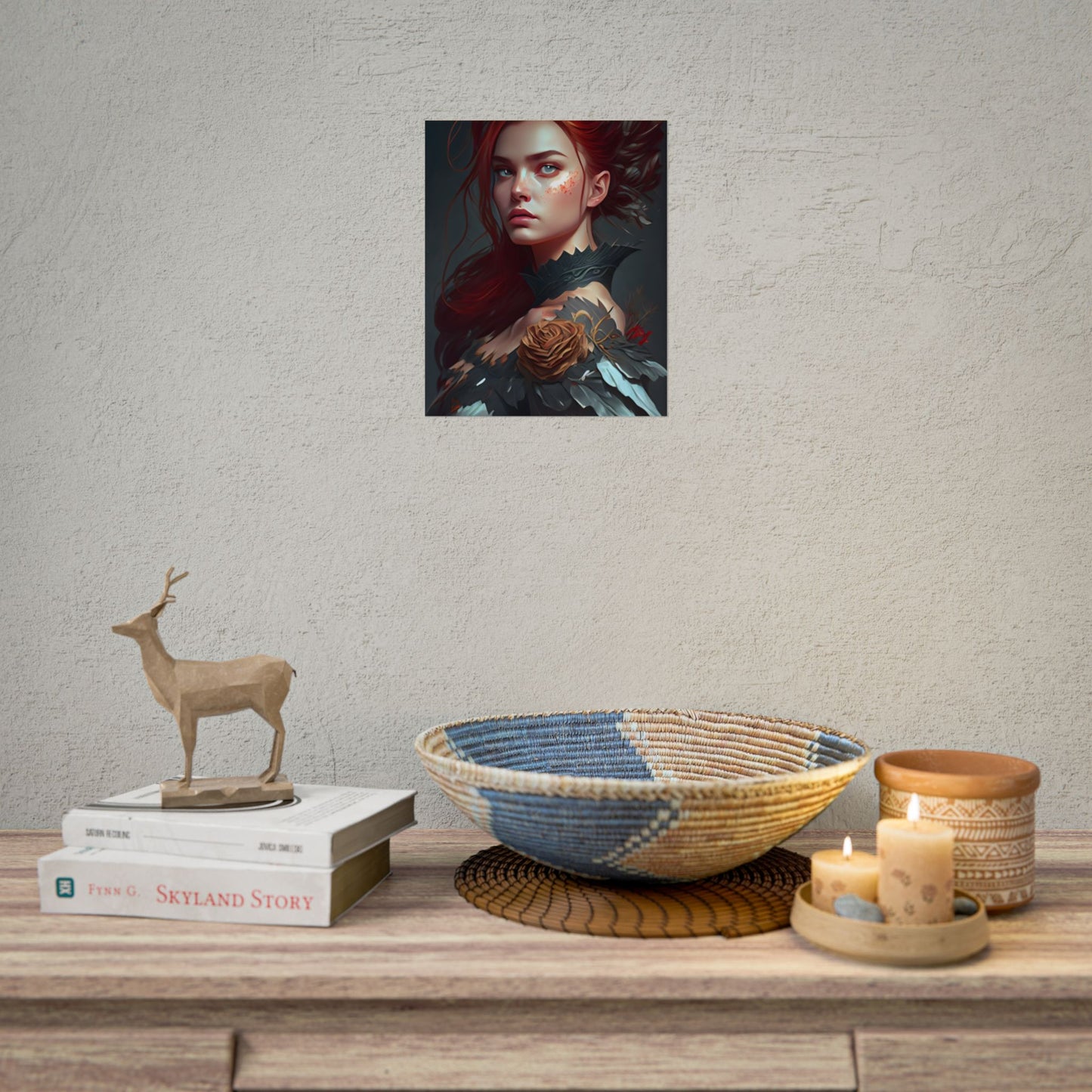 Stunning Redhead in Formal Dress: Elegant Portrait - Poster