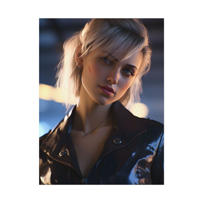 Cyberpunk Teenage Girl: Blonde Digital Art - Poster
