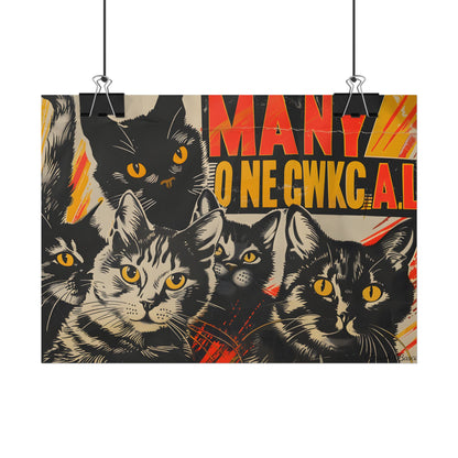 Red Cats in Soviet Motion: A Playful Poster Art - Poster