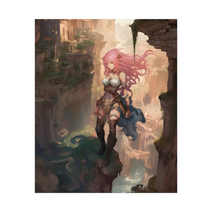 Dramatic Birds Eye View: Anime-Style Bird in Flight - Poster