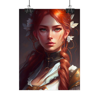 Elegant Redhead Portrait: Dark Background Artwork - Poster