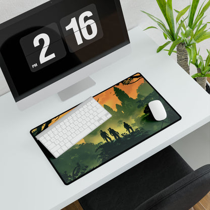 Timeless Grayscale: A Duo's Bond - Desk Mat