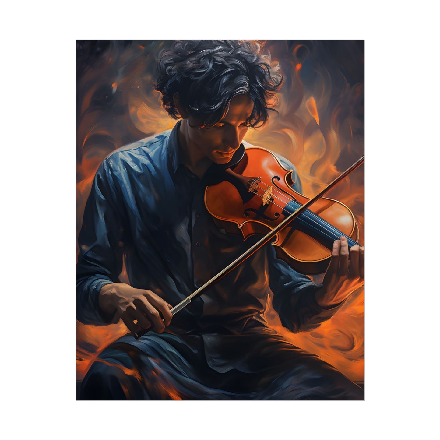 Mysterious Musician Portrait: Enigmatic Eyes Artwork - Poster