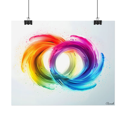 Swirling Colors: Gradient Artwork with Red, Blue, and Yellow Circles - Poster