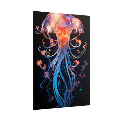 Bioluminescent Oceanic Ballet: Elegantly Poised Dancer in Underwater Performance - Poster