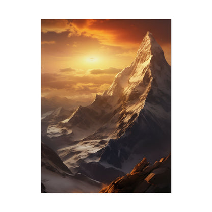 Majestic Mountain Summit: Epic Sunrise View - Nature Landscape Art - Poster