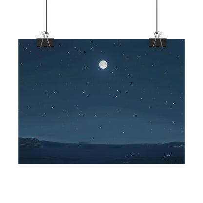 Starry Night Sky: Minimalist Beauty in Blue - Poster