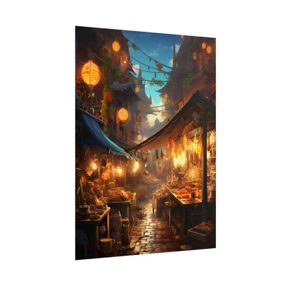 Magical Street Food Market: Vibrant Colors - Poster