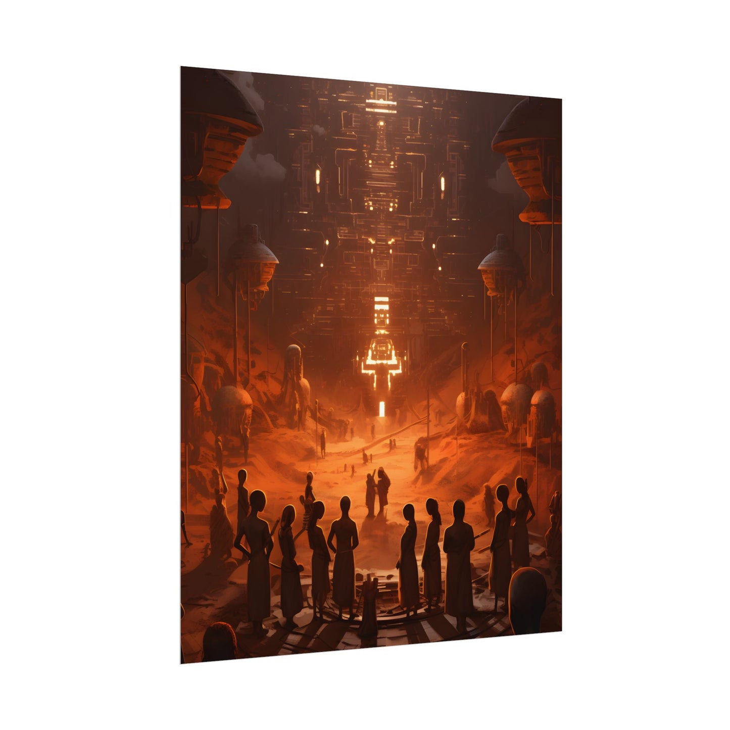 Vibrant Futuristic Tribal Gathering: Digital Art - Poster