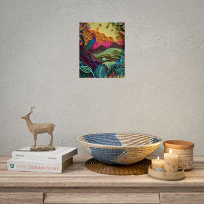 Vibrant Indian Quilling Art: Traditional Landscape Decoration - Poster