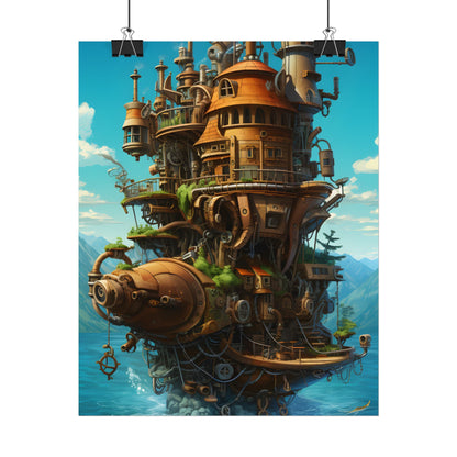 Oceanic Steampunk Treasure Dive: Underwater Adventure Artwork - Poster