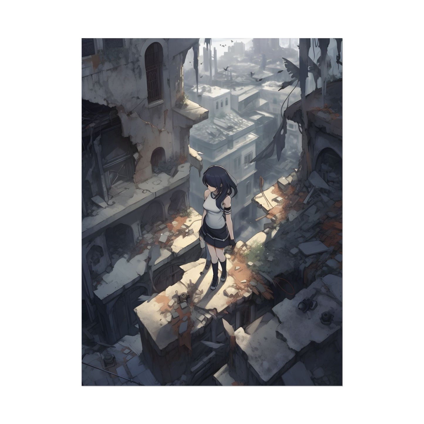 Anime Bird in Flight: Delicate Details in Mid-Air - Poster