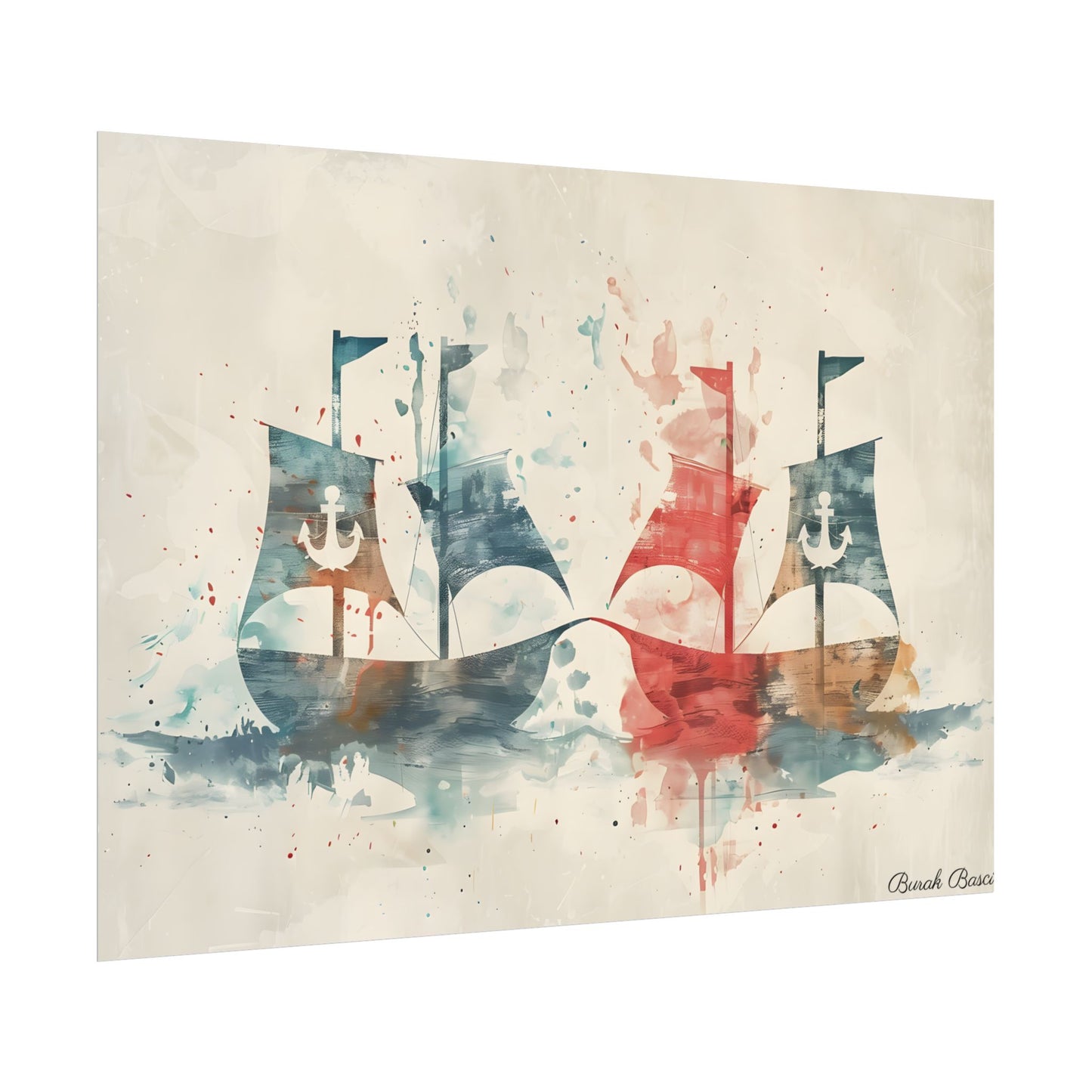 Vintage Nautical Flags: Antique Maritime Heraldry Illustration - Poster