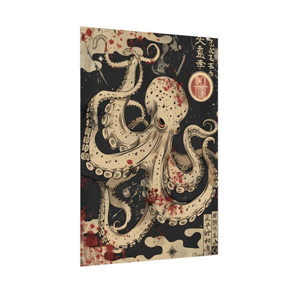 Stylized Japanese Octopus: Minimal Artwork - Poster