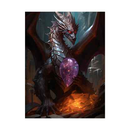 Ancient Fantasy Dragon Guarding Lair: Mythical Artwork - Poster