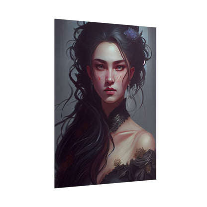 Astonishing Female Portrait: Dr. Black Hair Elegance - Poster