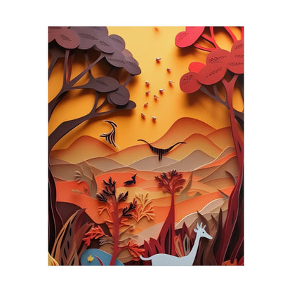 Vibrant African Quilled Landscape: Colorful Paper Artwork - Poster