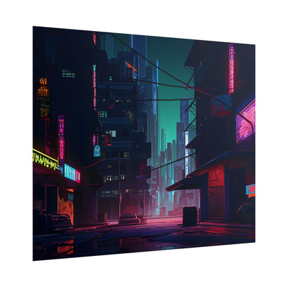 Nightfall in Neo-City: A Melancholic Cyberpunk Scene - Poster
