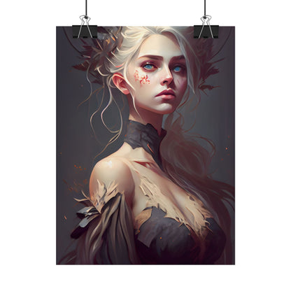 Elegant Blonde Portrait: Outdoor Woman in Dress - Poster