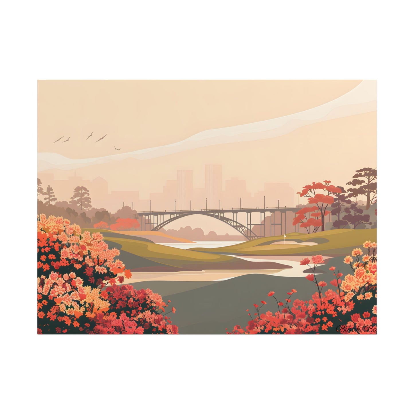 Retro Golf at Augusta: Vintage Illustration - Poster