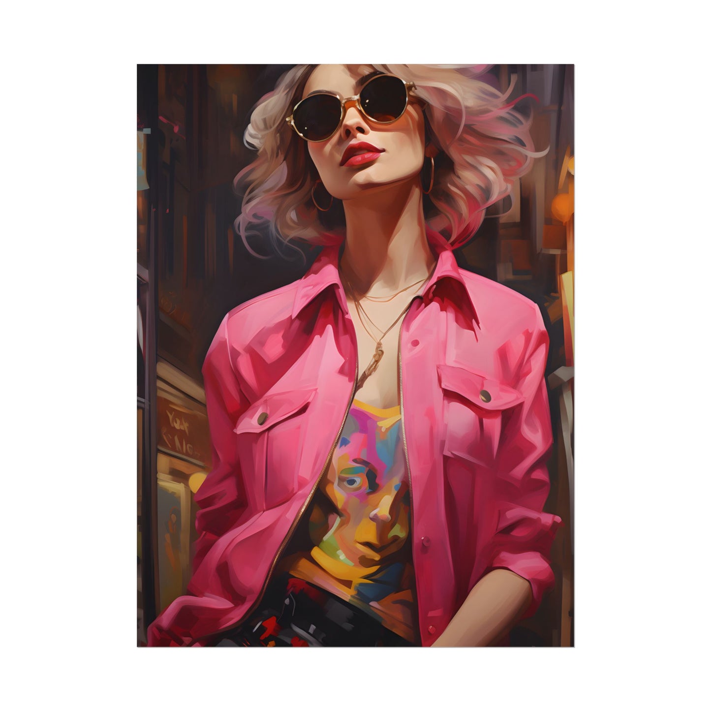 Urban Fashionista: City Chic Style Portrait - Poster