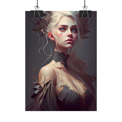 Elegant Blonde Portrait: Outdoor Woman in Dress - Poster