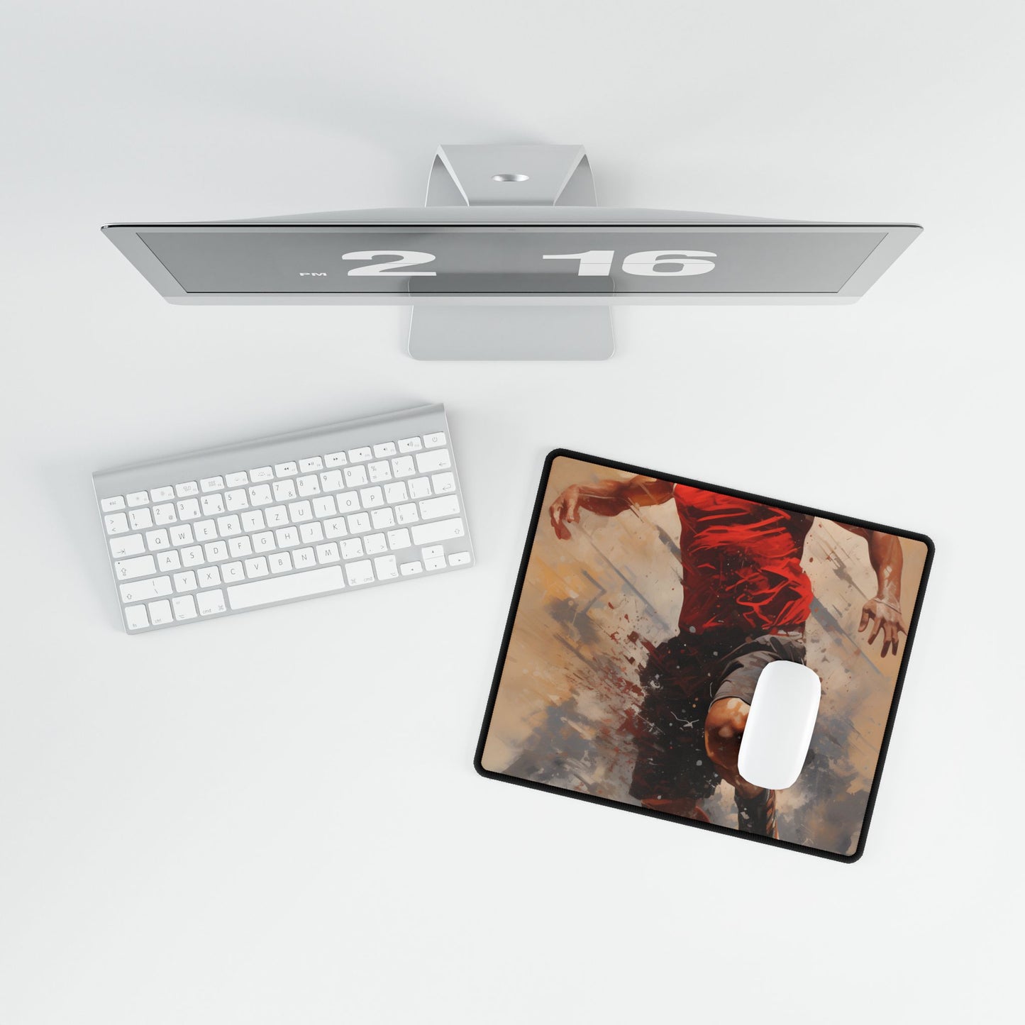 Passionate Athlete: Dedicated Sports Portrait - Desk Mat