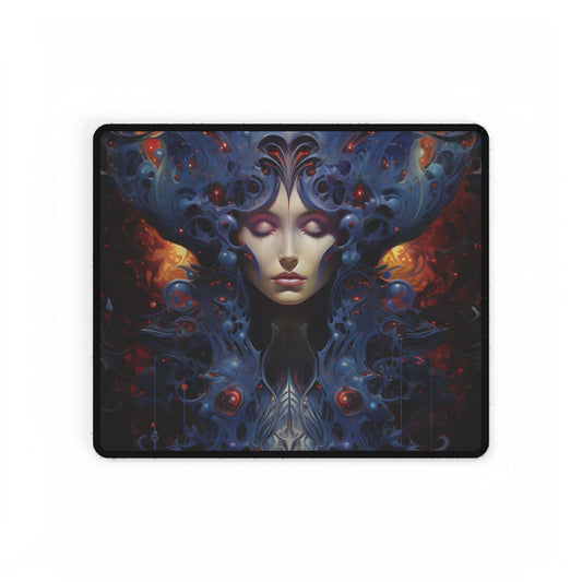 Vibrant Celestial Cityscape: Fantastical Dusk Artwork - Desk Mat