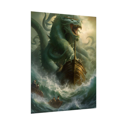Ancient Mythical Sea Monsters: Prehistoric Marine Creature Art - Poster