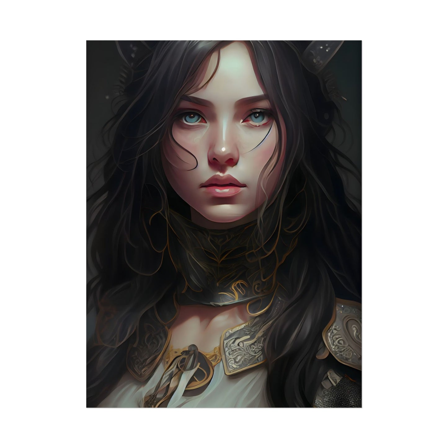 Vibrant Red Portrait: Dynamic Female Artwork - Poster