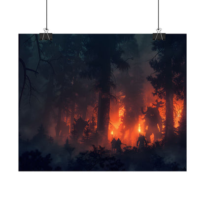 Misty Sunset Gathering: A Group in Nature's Embrace - Poster
