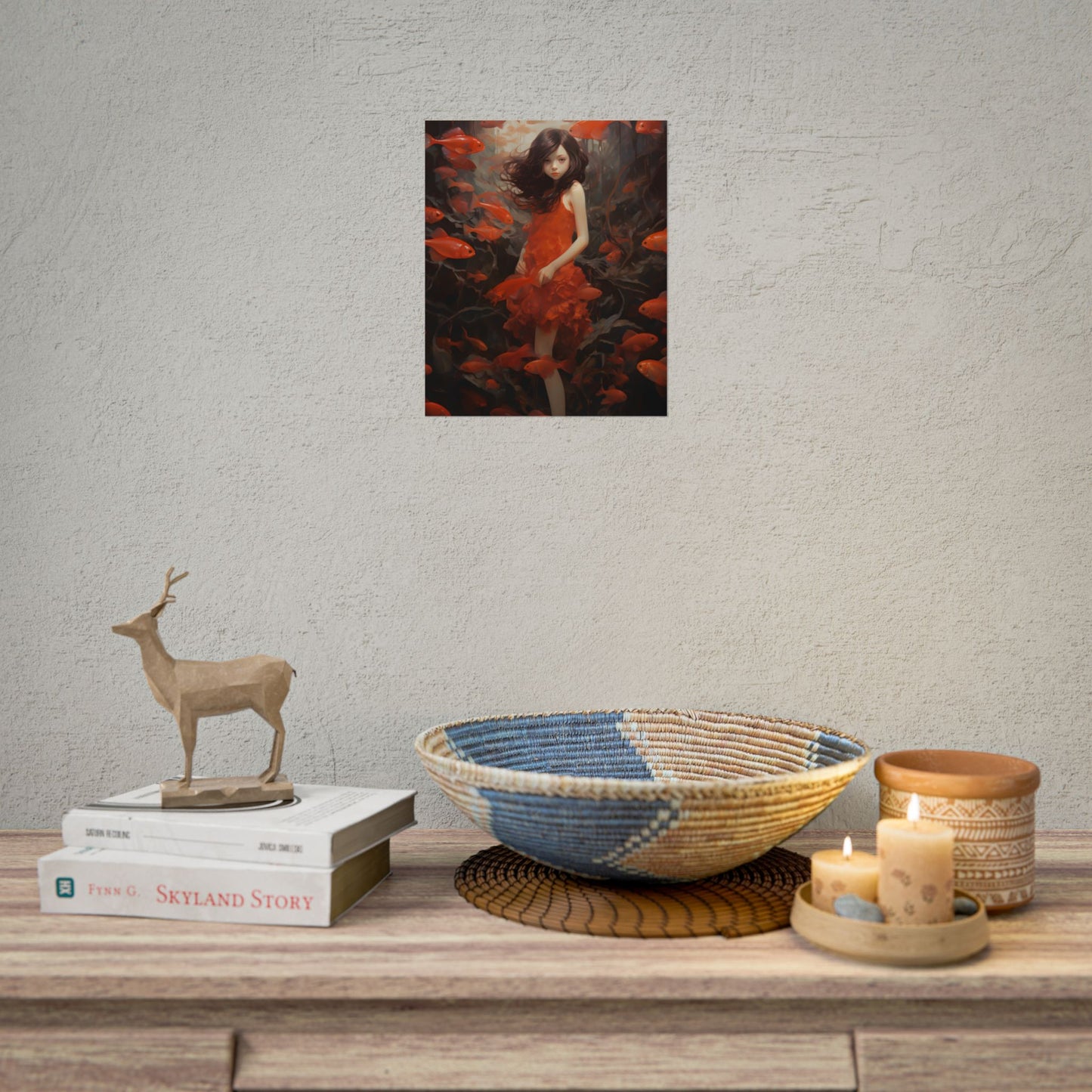 Simple Orange Still Life: Casual Wooden Table Art - Poster