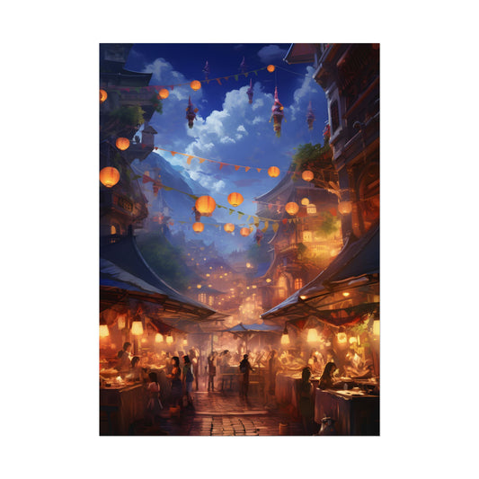 Vibrant Street Food Market: Digital Artwork - Poster