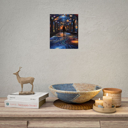 Celestial Art Gallery: Vibrant Space-Themed Artwork in a Colorful Interior - Poster