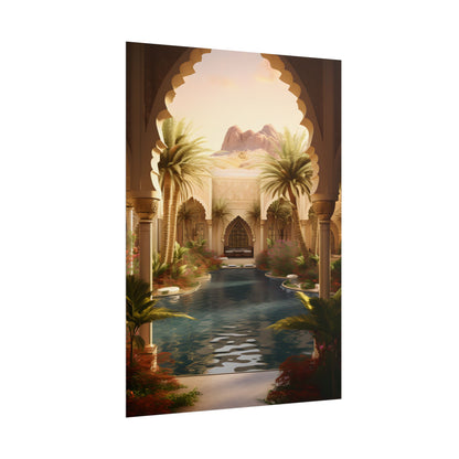 Serene Desert Oasis Art: Arabian Nights-Inspired Print - Poster