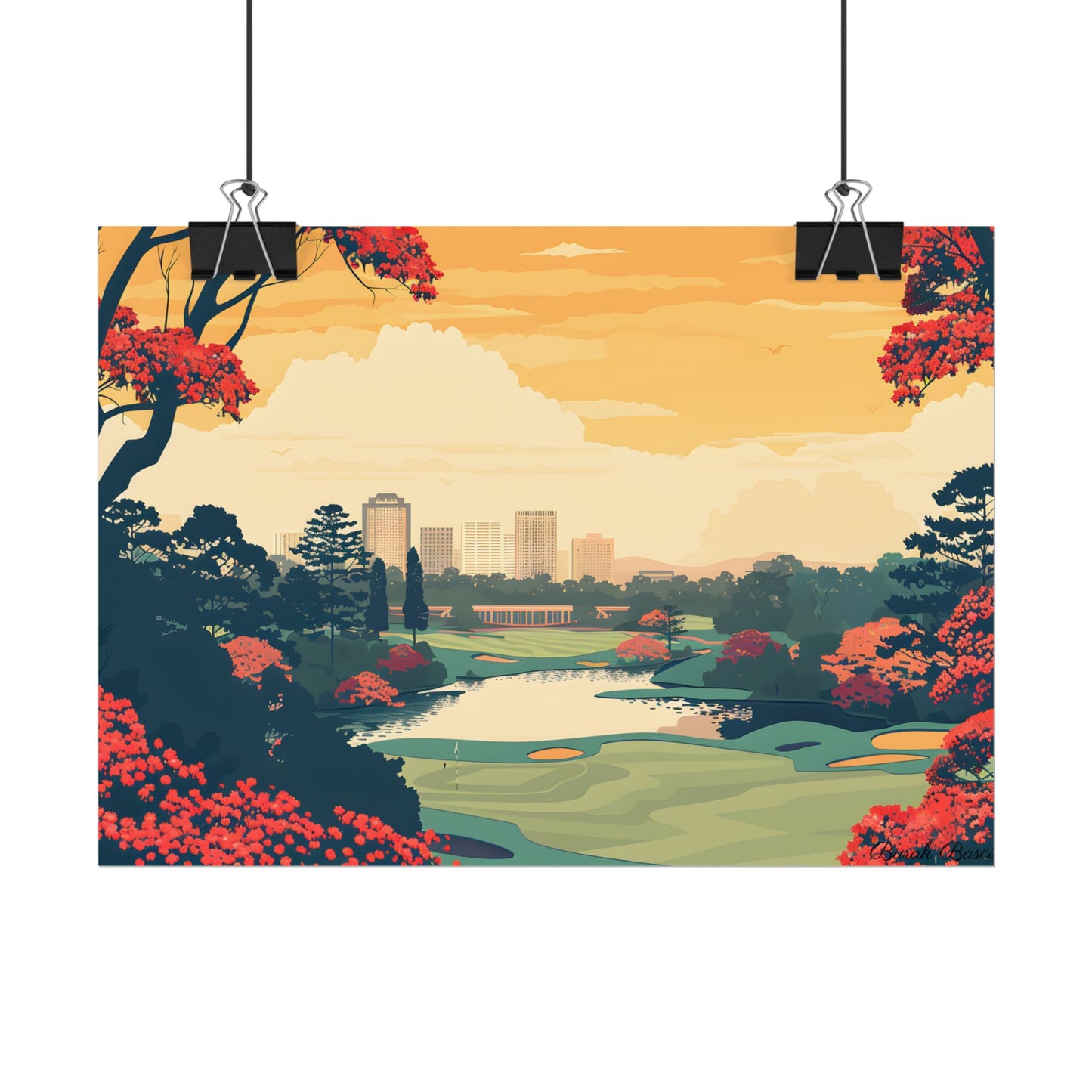 Retro-Style Augusta Georgia Golf Course: Vibrant Illustration Art - Poster