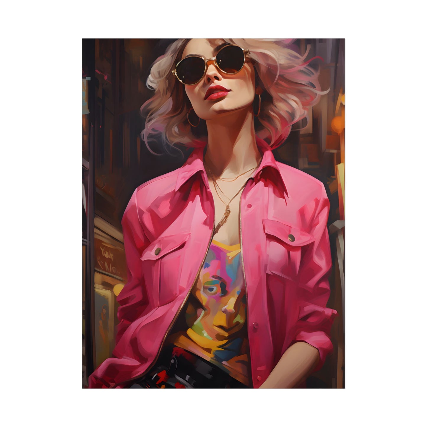 Urban Fashionista: City Chic Style Portrait - Poster