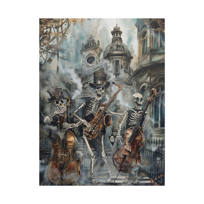 Victorian Lowbrow Jazz: Skeleton Band in Artistic Swing - Poster