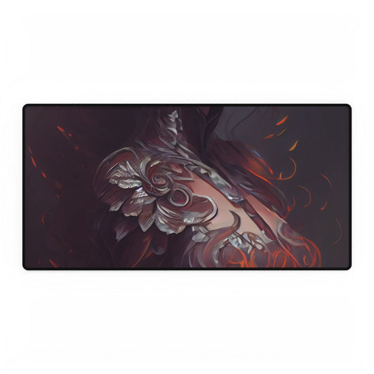 Brown Hair Beauty: Neutral Female Portrait Artwork - Desk Mat