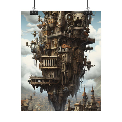 Steampunk Paris Cityscape: Colorful 19th Century Artwork - Poster