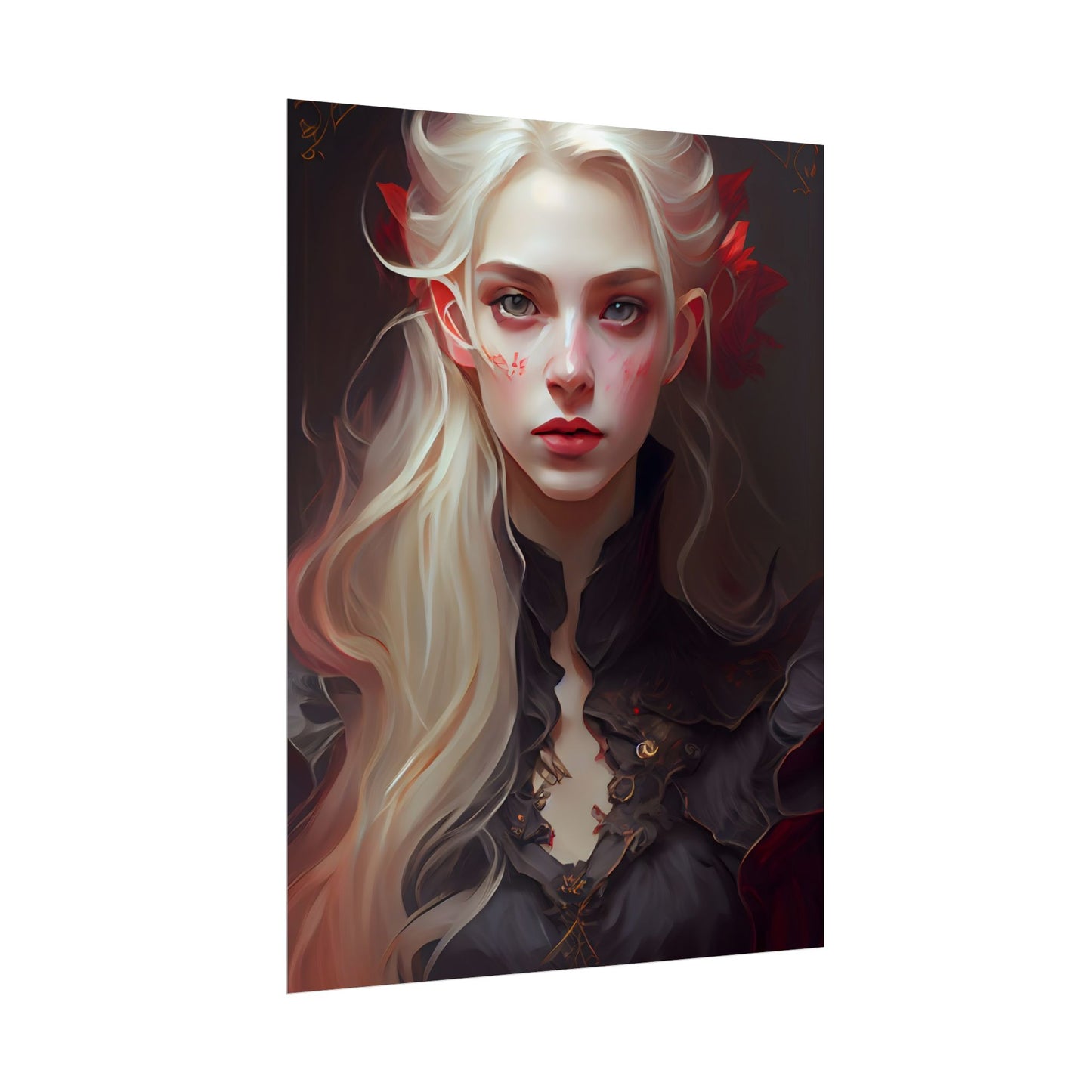 Beautiful Blonde Portrait: A Stunning Female in Black Top - Poster