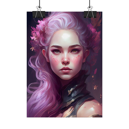 Astonishing Female Portrait with Pink Hair: Dre Artwork - Poster