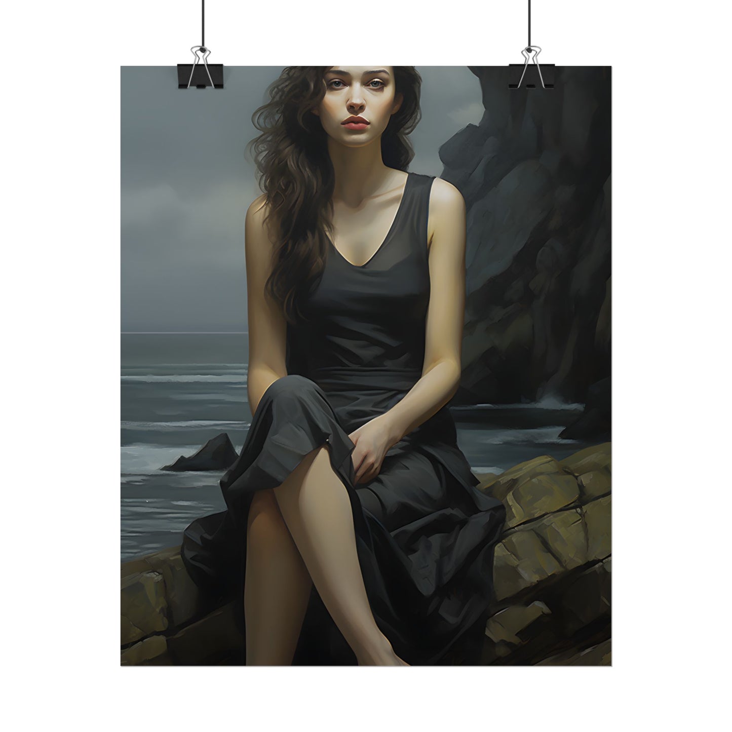 Serene Face with Glasses: Neutral Expression Art - Poster