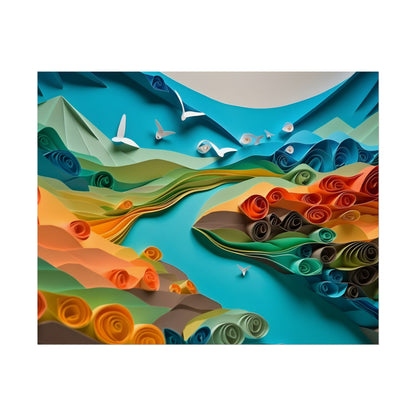 Magical Beach Paradise: Peaceful Paper Quilling Art - Poster
