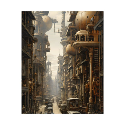 Steampunk Cityscape: A Glimpse into Jules Verne's Paris - Poster